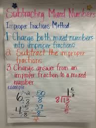 subtracting mixed numbers math charts fifth grade math