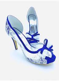 Tacchi a spillo scarpe da ballo scarpe da sposa blu. Scarpe Da Sposa E Cerimonia Blu Con Pizzo Bianco