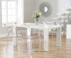 Buy The Monza 120cm White High Gloss Dining Table With Philippe Starck Style Ghost Chairs At Oak Furniture S Mesa De Jantar Decorar Cozinha Cadeira De Acrilico