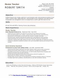 Master Teacher Resume Samples Qwikresume