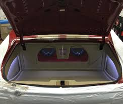 72 chevelle trunk car audio custom install led jl audio stereo subs subwoofer enclosure plexiglass custom car audio custom car interior car audio