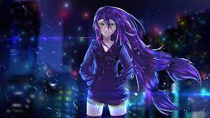 Night, city, arknights, anime girls, video game, amiya, chen, liskarm, kaltsit, jessica 4k wallpaper. Anime Original Girl Long Hair Purple Hair Yellow Eyes Hd Wallpaper Wallpaperbetter