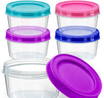 DecorRack 4 Small Plastic Storage Jars with Screw on Lids, 7 oz Multicolor  Containers