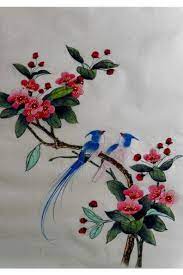 Chinese Silk Painting Begonia Flower And Birds Chinese Bird Painting Silk Painting Chinese Embroidery Birds Painting