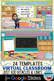 Virtual Classroom Templates For Google Slides Just Add Bitmojis And Links Video Video In 2020 Virtual Classrooms Kindergarten Classroom Classroom