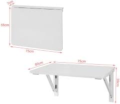 sobuy fwt05 w bureau table de cuisine table murale rabattable en bois 75 60cm blanc amazon fr table murale rabattable table de cuisine pliante table murale