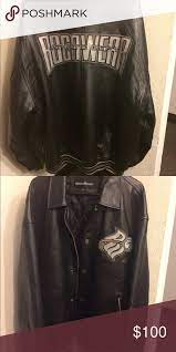 Black Rocawear Genuine Leather Jacket Xl Leather Jacket Genuine Leather Jackets Rocawear