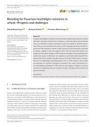 PDF) Breeding for Fusarium head blight resistance in wheat—Progress and  challenges
