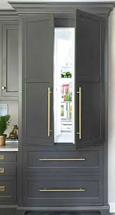 Refrigerator In Gray With Gold Hardware Kitchen Trends New Kitchen Cabinets Kitchen Renovation