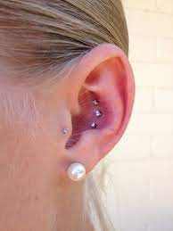Triple Conch Piercing By Dana At Htc Body Piercings Phoenix Az Triple Conch Piercing Unique Htc Body Piercings Cute Ear Piercings Earings Piercings