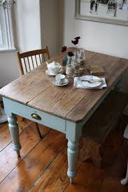 Vintage Pine Scrub Top Table With Turned Legs And Double Drawers In Duck Egg Blue Decor Furniture Restoration Dining Table