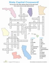 Complete A State Capital Crossword Worksheet Education Com Learning States 4th Grade Social Studies Social Studies Worksheets