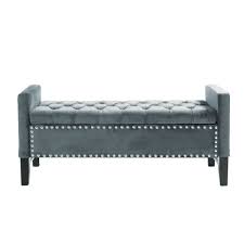 Shop for upholstered benches in benches. Scarlett Velvet Button Tufted Storage Bench Silver Nailhead Trim Upholstered Modern Functional By Inspired Home Bedroom Sets Aliexpress