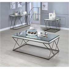 A sturdy tempered glass tabletop is supported by bowed legs and a wooden base. 705478 Coaster Furniture Living Room Cocktail Table Coffee Table