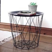 Sil Wf2044 Metal 35cm Geometric Wire Side Storage Table With Cover Tray Black For Sale Online Ebay Circular Table Tray Table Stylish Side Table