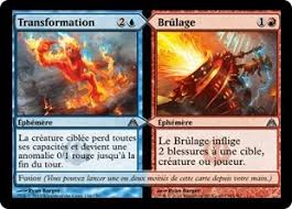Cards with transform can always be recognized by an icon: Transformation Brulage Dragon S Maze Gatherer Magic The Gathering