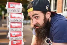Watch 'Beard Meats Food' competitive eater bag world record by scoffing 17  Big Macs in just one hour