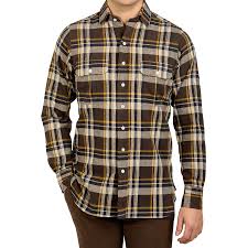 Drake S Brown Checked Cotton Linen Two Pocket Work Shirt Baltzar