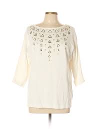 Details About Bob Mackie Women White 3 4 Sleeve Top Lg