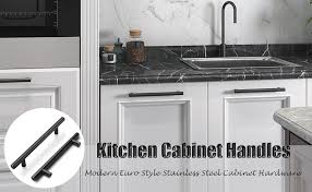 White cabinets with black hardware. Probrico 30 Pack Black Cabinet Pulls 5 Hole Centers Kitchen Cabinet Handles Black Stainless Steel T Bar Pulls For Drawer Closet Cupboard Wardrobe Amazon Com