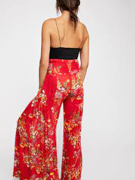 Free People Fp One Aloha Printed Wide Leg Pants In Red Combo Black Lyst