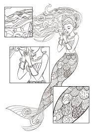 Coloring page with flamingo in hibiskus, zentangle illustartion. Coloring Pages For Grown Ups With Mermaids In Zentangle On Behance