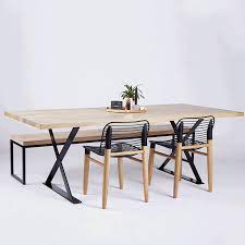 The Alexandria Dining Table Is Crafted With A Solid American White Oak Wooden And Timber Top With Dining Table Dining Table With Bench Industrial Dining Table