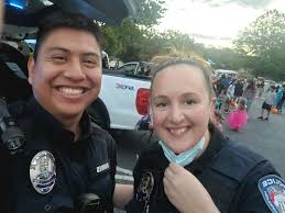 Last night, Sgt. Senter and Officer Morales Santos were able to crash Knee  High Preschool's Trunk r Treat! They happened to be at a nearby call and  asked permission to join in.