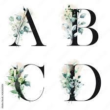 See more ideas about letter c, lettering alphabet, alphabet. Floral Alphabet Letters A B C D With Watercolor Flowers And Leaves Monogram Initials Perfectly For Wedding Invitation Greeting Card Logo And Other Design Holiday Design Hand Painting Stock Illustration Adobe