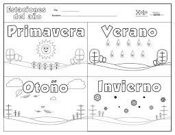 Las Cuatro Estaciones Del Ano Para Imprimir Y Pintar Colorear Imagenes