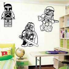 Large Lego Star Wars Darth Vader Stormtrooper Boba Fett Wall Art Bedroom Sticker Ebay Bedroom Stickers Boba Fett Wall Art Lego Room