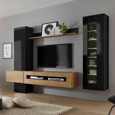Die heutige wohnwand zeigt sich in geradlinigem design und mit locker zusammengestellten elementen. Lomadox Wohnwand Chur 61 Design Serie Tiefgezogene Mdf Fronten Hochglanz Schwarz Grandson Oak Eiche Hell Grifflos Mit Push To Open Led Beleuchtung Online Kaufen Otto