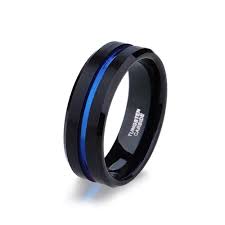 Black And Blue Tungsten Wedding Bands The Commander White Gold Engagement Rings Unique Aquamarine Engagement Ring Vintage Mens Wedding Rings