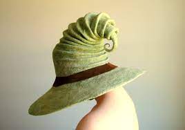 Wide Brim Wizard Hat Green With Brown Leather Band By Handicraftkate Deviantart Com On Deviantart Wizard Hat Witch Hat Brown Leather Band