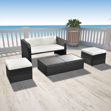 Vidaxl Outdoor Lounge Set 9 Piece Wicker Rattan Black Garden Dining Sofa Table Garden Sofa Set Rattan Garden Furniture Garden Sofa