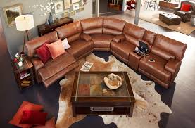 Dapper And Debonair The Barton Sectional Has That Debonair Quality That Fits Just A Leather Reclining Sectional Leather Sofa Living Room Living Room Sectional