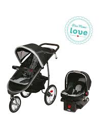 Easily Maneuver Rough Terrain With The Graco Fastaction Fold Click Connect Jogging Stroller With An Infan Travel System Stroller Graco Stroller Baby Car Seats