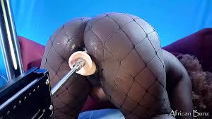 Mzansi College Girl Wearing Fishnet Stockings Takes Sex Machine Dildo up  Her Pussy