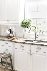 Diy Pressed Tin Kitchen Backsplash Bless Er House Tin Backsplash Kitchen Kitchen Remodel Small Green Kitchen Cabinets