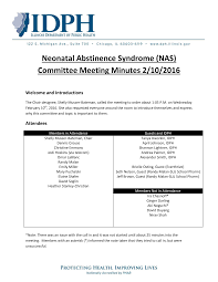 Neonatal Abstinence Syndrome (NAS) Committee Meeting Minutes 2/10/2016