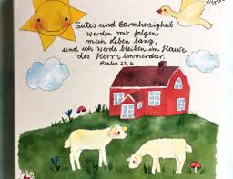 Strandlaufer im haus strelasund offers beautiful rooms close to seebruecke sellin. Und Ich Werde Bleiben Im Hause Des Herrn Immerdar Malerei Fur Kleine Kissen Zur Taufe Und Geburt