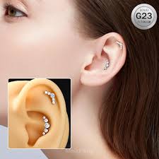 Amazon.com: Melighting Titanium Conch Piercing Jewelry Internally Threaded  16G Cured Cartilage Earring Clear CZ Titanium G23 Helix Piercing Jewelry  8mm Labret Jewelry for Wome : Clothing, Shoes & Jewelry