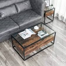Coffee tables have become hardworking living room staples thanks to their many functions. Buy Vasagle Glatal Glass Coffee Table With 2 Drawers Tempered Glass Top With Storage Shelf Living Room Lounge Stable Steel Frame Industrial Rustic Brown And Black Ulct31bxv1 Online In Turkey B083nth813