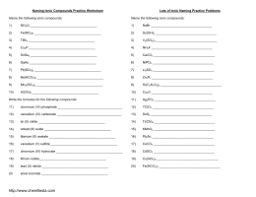 Binary ionic compounds (type i). Binary Ionic Compounds Worksheet 1