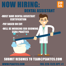 We Are Now Hiring For Dental Assistants Apply At Www Peaktcs Com Dental Assistant Dental Assistant