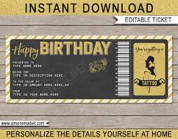 The image of a flight taking off is sure to be appreciated by the recipient. Printable Birthday Tattoo Gift Voucher Template Diy Gift Certificate