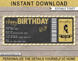 Travel gift certificate printable gift of travel. Printable Birthday Tattoo Gift Voucher Template Diy Gift Certificate