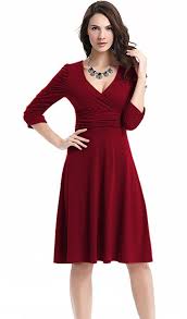 Deep V Neck 3 4 Sleeve Vintage Party Ruched Waist Classy Cocktail Dress Amazon Ca Clothing Accessories Business Dresses Dresses Cocktail Dress Classy