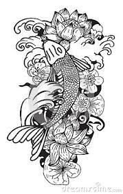 Black And White Koi Fish Vector Hand Drawn Japanese Tattoo Design Japanese Carp Line Drawing Coloring Book Japanese Tattoo Carp Tattoo Design Black Line Tattoo