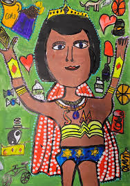These Year 3s have almost finished their 'Strong Women' project inspired by  Aboriginal artist, Kaylene Whiskey. We looked at lots of Kaylene's  paintings that feature women she admires and discussed her style.